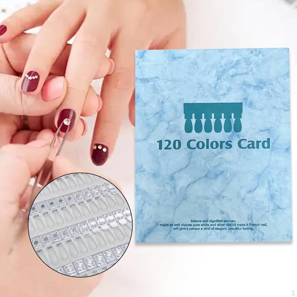 120 Nail Color Swatches Book Manicure Tool for Polish Gel Display Chart Salon