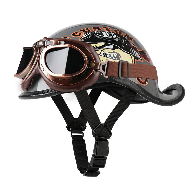 

VGV Половинный мотоциклетный шлем Очки в комплекте Электромобиль велосипед Езда Локомотив для Круизера Ретро мужчина женщина скутер уличный XL