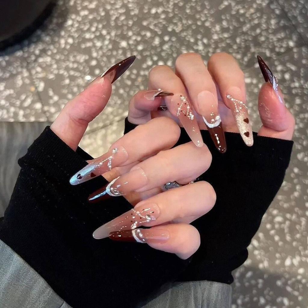 2026 New Year Wearable Lion Dance Cat Eye Manicure: Handmade Removable False Fingernail Stickers.