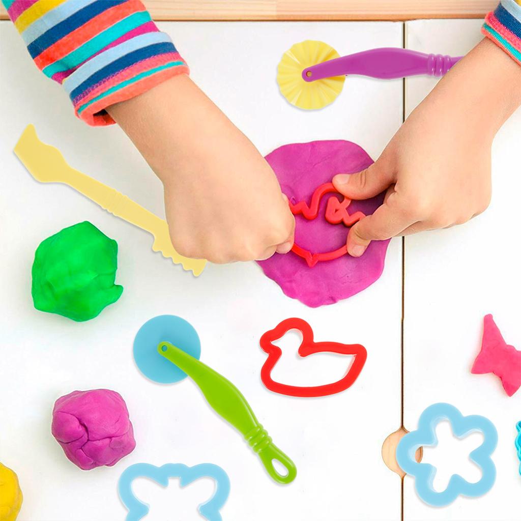 Kids Play Dough Tool Kit Color Clay Dough Animal Molds Mini Clay Tools Cutters Rolling Pins Plasticine Molds Clay Accessories