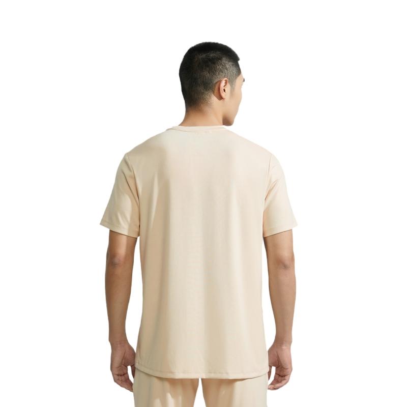 Calvin Klein Cool Sense Antibacterial Ice Beauty Series Couples Lightweight Breathable Home Short Sleeve Pajama Top Unisex Tops Beige AD0005ACI