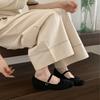Fashion bow word with Mary Jane shoes female summer retro fairy style with skirt wedge heel ballet shoes single shoes