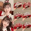 High Ponytail Fixed Artifact Children's New Year Crown Pearl Hair Clip Crab  Decorations