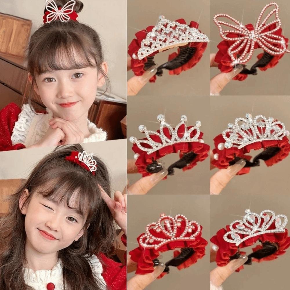 High Ponytail Fixed Artifact Children's New Year Crown Pearl Hair Clip Crab Women/Kids