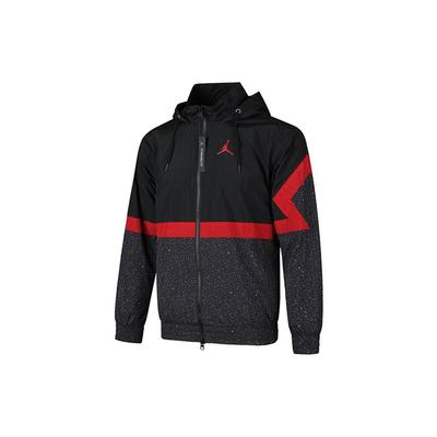 Spor Rüzgar Geçirmez Kapüşonlu Ceket Erkek Ceketleri Siyah Kırmızı CZ2495-010