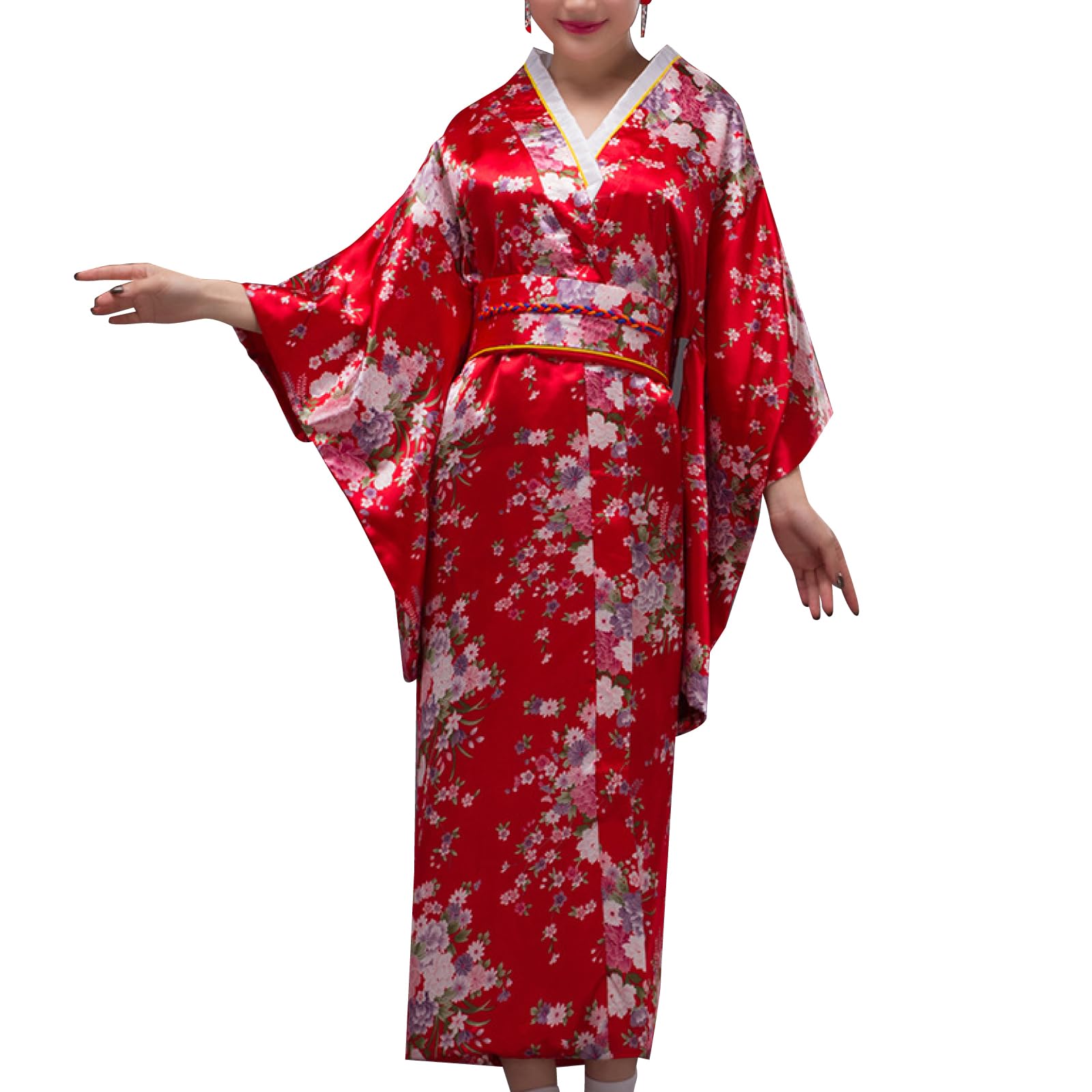 

Kimono Cosplay Japanese Clothing Japanese Souvenir Foreigner Japanese Clothing Anime Costume Kimono Set Kimono Dress [RONGUI] Women s (Red)