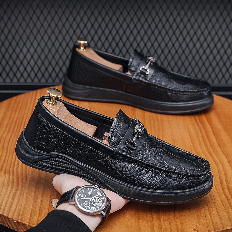 

Casual men s one-pedal soft-soled handmade casual leather shoes inner height increase versatile British leather shoes men s work men s shoes 39