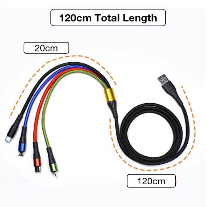 GIMIRO 4 in 1 USB Cable [120cm]Fast Charging Type C USB C Cables for Android Phones Compatible with Huawei Samsung Xiaomi Google i,Phone