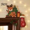 Holiday Wall Accents for Home Wooden Christmas Door Topper Stickers, Seasonal Frame Decoration, L-shaped Corner Sign Decorations Decor, Festive