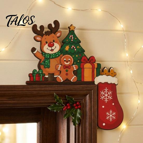Holiday Wall Accents for Home Wooden Christmas Door Topper Stickers, Seasonal Frame Decoration, L-shaped Corner Sign Decorations Decor, Festive