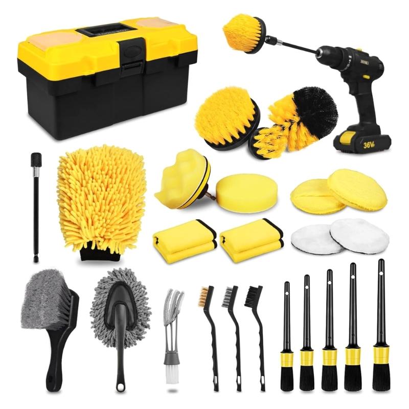 Car Cleanings Set Car Set for Interior and Exteriors Car Washing Set with Brushes Polishing Sponges Cleanings