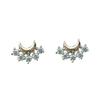 925 Sterling Silver Plating 14K Gold Plating Crystal Moon Stud Earrings Women Cute Jewelry