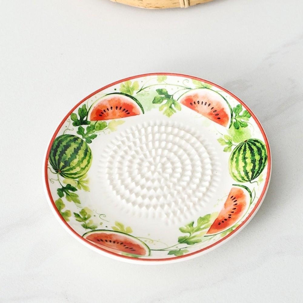 Round Plate Manual Garlic Masher Non-Slip Vegetable Grating Plate Ceramic Ginger Grater Kitchen