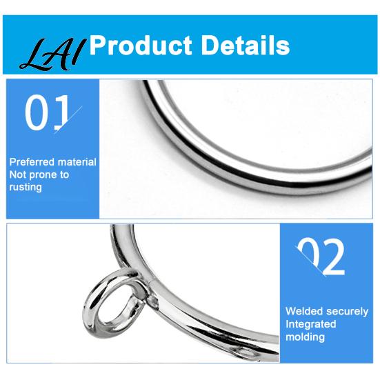 Smooth Gliding Drapery Rings 10Pcs C Shaped Curtain Rings Heavy Duty Bypass Metal for Center Brackets Passing with Eyelets French Return Rods Sliding