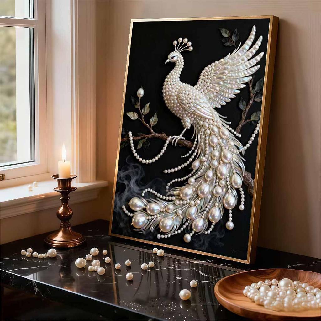 Kit Artistico Fai da Te con Perle e Gemme Pavone per Decorazione Murale Domestica - Regalo Perfetto per Adulti e Principianti Senza Cornice Kit Pittura con Perle