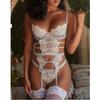Three-point hollow embroidery sexy and interesting without legs multi-color optional underwear set