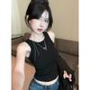 Hollow beautiful back lace sling vest for women, hot girls wear sleeveless bottomed navel top, trendy and fashionable outside