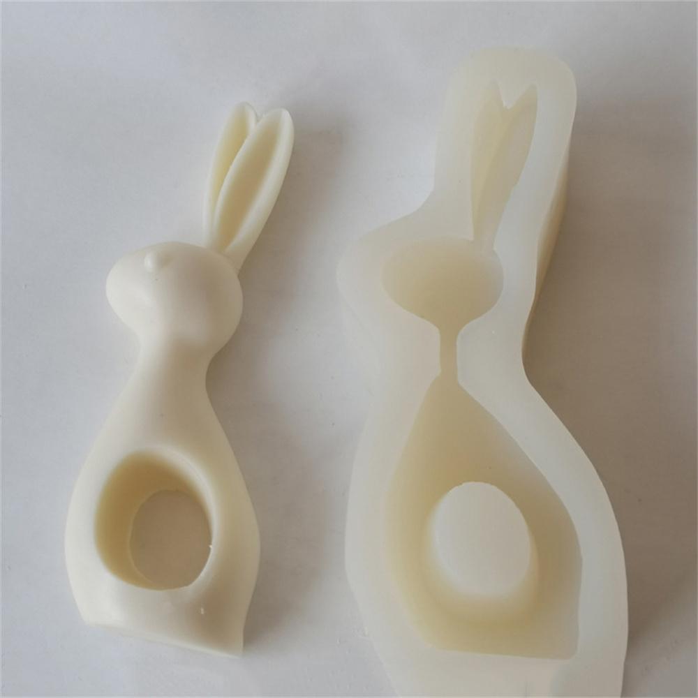 3D Easter Bunny Candle Silicone Mold Cute Rabbit Aromatic Candle Plaster Mould DIY Handmade Soap Making Tool Baking Cake Decor