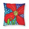Red Poppy Mosaic Flower Square Pillowcase Polyester Linen Velvet Creative Zip Decorative Throw Pillow Case Bed Cushion Cover
