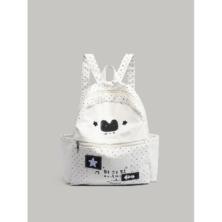 2025 New Niche Sweet and Cute Cartoon Backpack for Girls, Simple and Large Capacity for Commuting and School Use белый