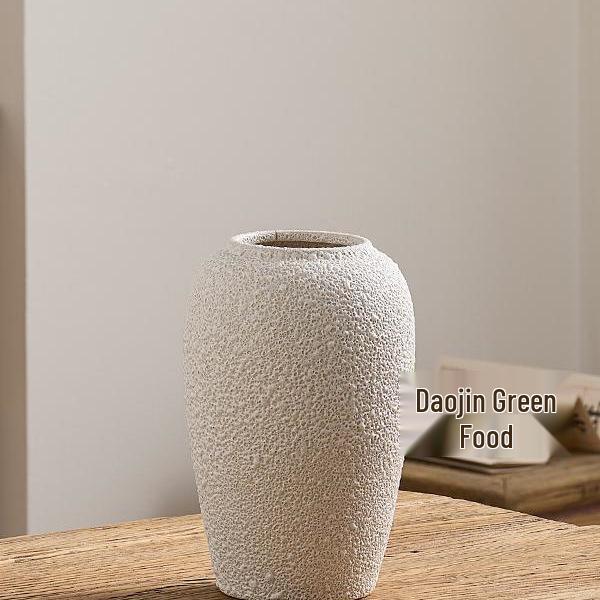 Large Retro Ceramic Floor Vase for Flower Arrangements - High-Temperature Porcelain Pottery for Living Room or Entrance.