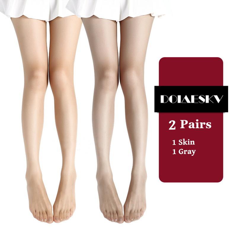 2Pairs 0D Sexy Breathable Tights Open Crotch Transparent Women Pantyhose Ultra-Thin Nylon Tights Stretchy Stockings Female