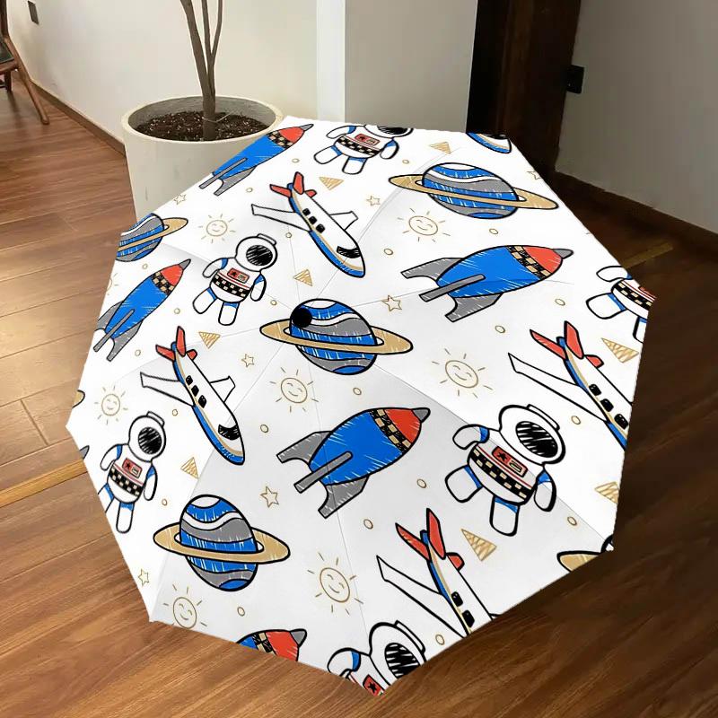 1PC space astronaut Umbrella-8-Rib Reinforced, Automatic Open, Lightweight & Durable, Fashion Accessory for Outdoor-L0334