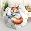 Sleepy Squirrel, Starry Night Automatic Folding Umbrella Simple Eight Rib Design, Bright Color Pattern, Durable Iron Frame, Ideal for Trave