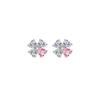 Fresh and Sweet Four-leaf Clover Pink Zircon Stud Earrings Women's Niche Design Light Luxury Earrings