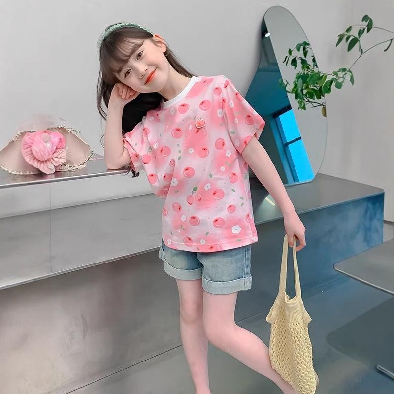 Girls Summer Cool Feel Short Sleeve T Shirt Lightweight Casual Top