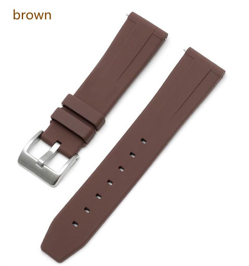

Natural Green Fluoro Rubber Watchband 18 20 22mm Black Blue Gray Brown Swift Bar Pin Clasp Strap Fit For Seiko RX Tissot Watch 22mm коричневий