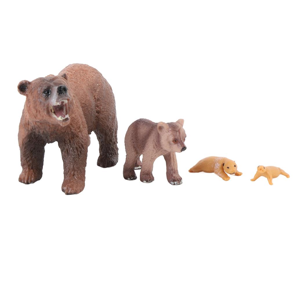 4 Stück Braunbär Wachstumszyklus Statue Realistische Detaillierte PVC Tierfigur für Zuhause Büro Party