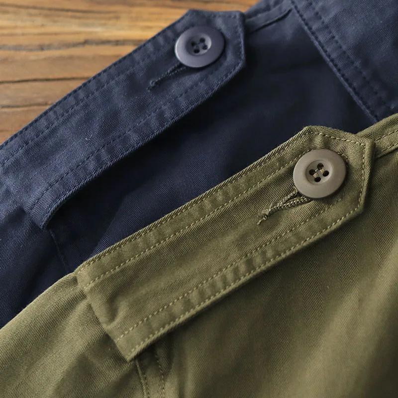Multi Pocket Cargo Jacke Herren Frühling Herbst Mäntel Revers Kragen Casual Fashion Outwear Grün