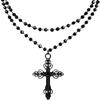 Gothic Layered Black Cross Necklace – Fashionable Vampire Beaded Design