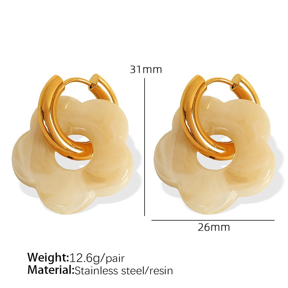 Dopamine Flower Ear Buckle Earrings Titanium Steel Stylish Simple Camellia Earrings Pastoral Jewelry