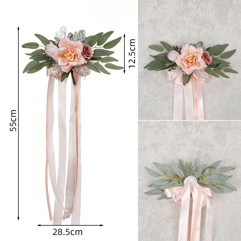 Artificial Peony Decorative FlowersWedding Chair Back FlowersWedding Car Decorative Flowers Peony and Rose Artificial Flower Clusters