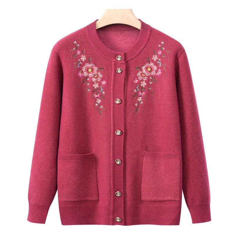 Grandma winter clothes new bottoming shirt women middle-aged and elderly knitted sweater temperament mother cardigan top old lady clothes