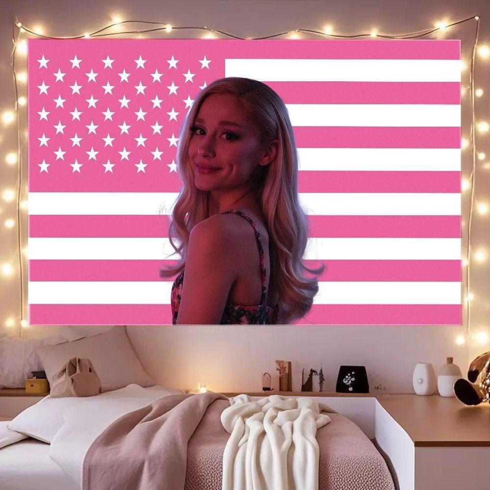 Pink Stars Stripes Girl Tapestry, Pop Music Wall Hanging for Living Room Dorm Decor