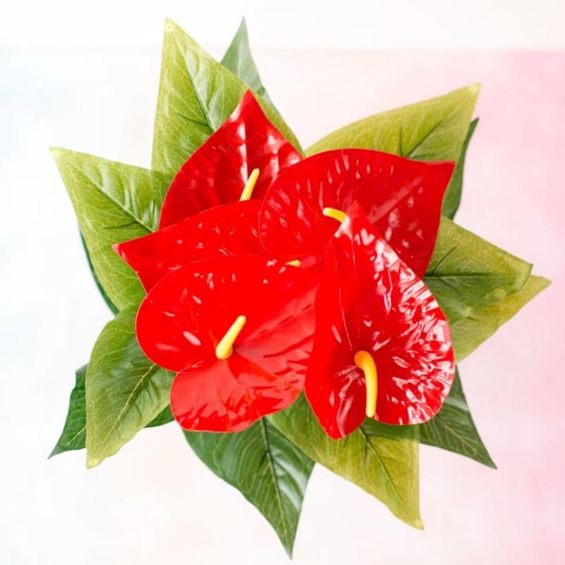 18Fork/branch Artificial Plants Anthurium Decoration Green Turtle Leaves Garden Home Decor Artificial Flowers Grass Plant Bonsai