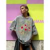 Flowers Of Various Colors Print Women Washed T Shirts Hip Hop Summer T-Shirt Loose Short Sleeves Cotton Streetwear
