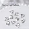 Nail Art Rhinestones Set: Heart, Crooked Heart, White Diamond, Peach Heart, Square, and Transparent Shapes (10 Pieces)