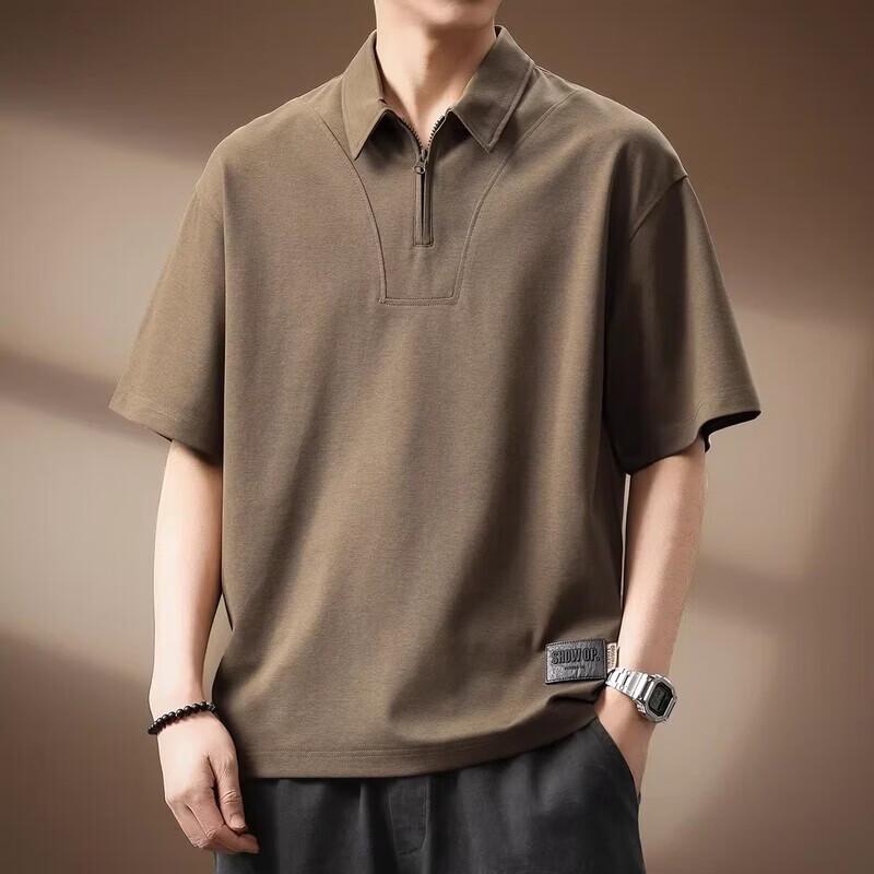 Men's Premium Lyocell Blend Half-Zip Short Sleeve Polo Shirt