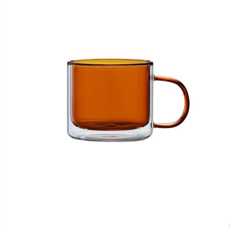 Double Wall Insulated Colorful Glass Cup Clear Espresso Coffee Mugs Handmade Beer Mug Tea Milk Whiskey Glass Cups Drinkware