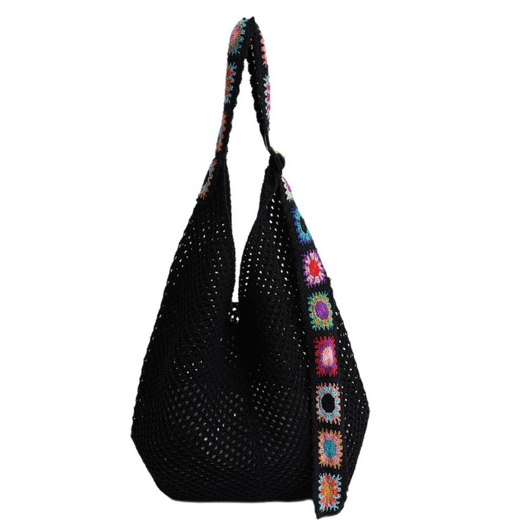 Mesh Beach Bag Knit Summer Hobo Bag Vacation Boho Tote Bag for Women Crochet Tote Bag