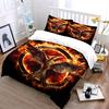 Fiery Flame Bedding Set Dark Burning Fire Bird Sci-Fi Symbol Print Duvet Cover Set Cool Bed Cover For Teen Boys Movie Fans