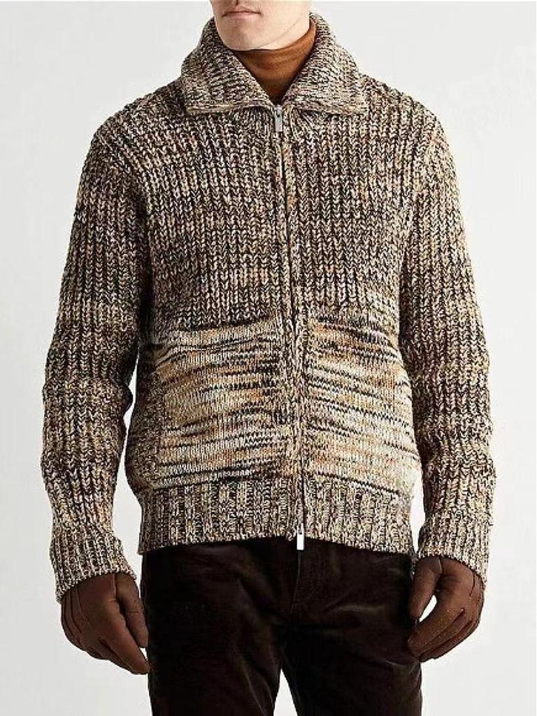2024 Trendy Men's Knit Lapel Sweater Coat - Loose Fit for Spring and Autumn