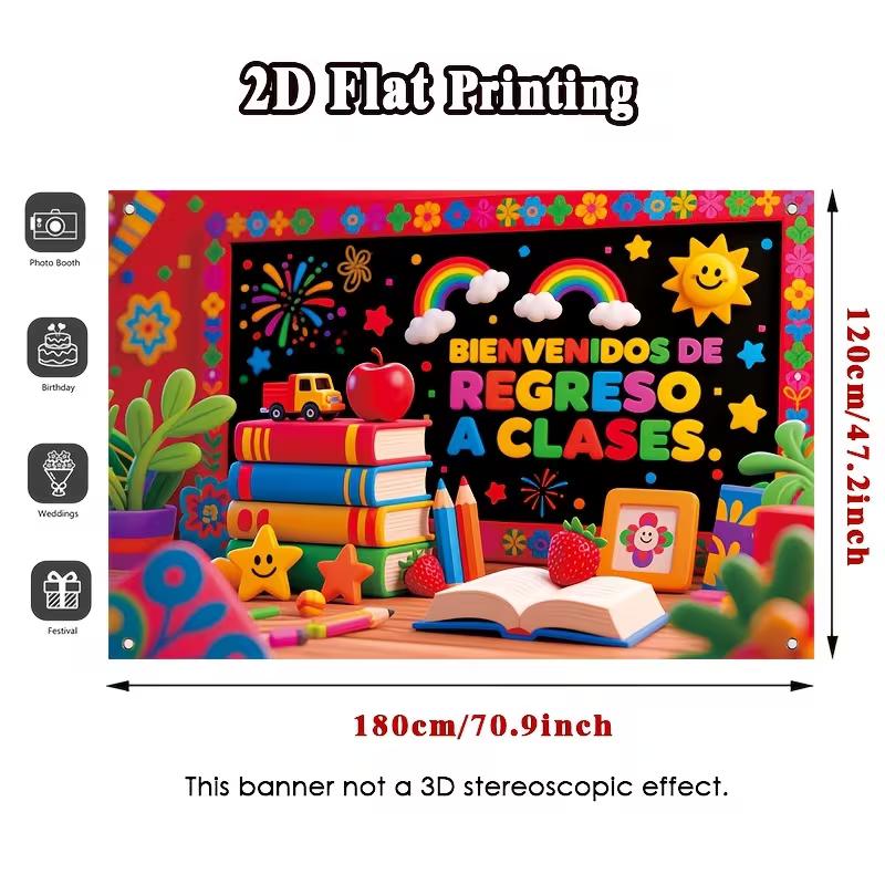 Bienvenidos De Regreso A Clases Backdrop, Spanish Back to School Banner