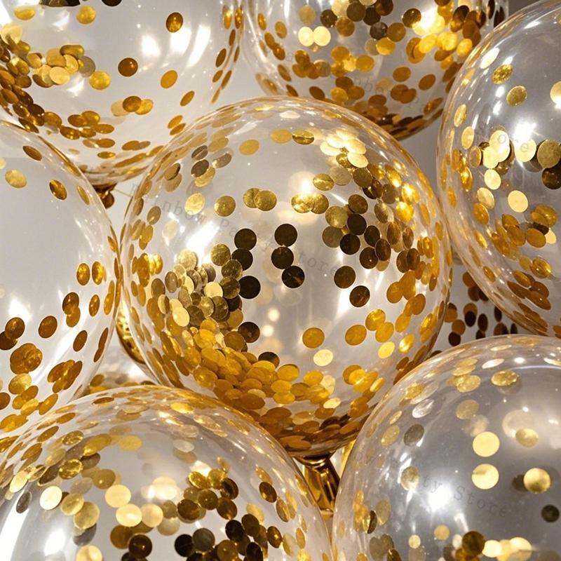 10/30/50/100Pcs 1012 Inch White Golden Balloons Pastel Ballon Golden Confetti Balloons For Birthday Weddings Anniversary Party 5