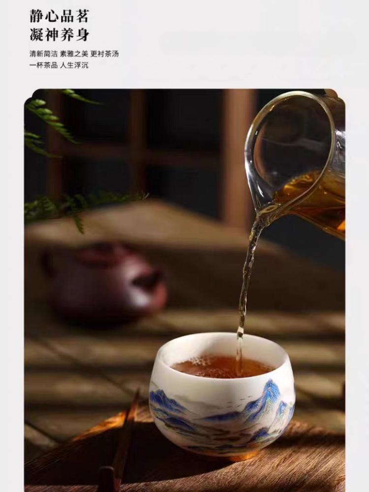 Portable Exquisite Lamb Fat Jade White Porcelain Tea Cup Handmade Ceramic Teacup Customized Tea Set Personal Master Cup