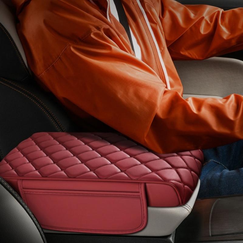 Memory Foam Car Center Console Armrest Pad With Elastic Straps For Enhancing Driving Comfort And Side Storage Pockets